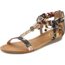 Sandale »Sommerschuh«, Sandalette, Sommerschuh im Festival-Look VEGAN, Gr. 42, schwarz-rot-braun-bunt, Schuhe, 55447848-42