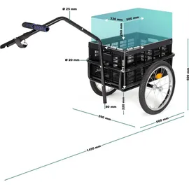 Wiltec Fahrrad Lastenanhänger 145x57,5x73 cm grau 2023