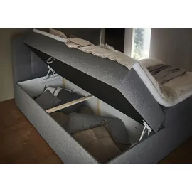 PLACES OF STYLE Boxbett PLACES OF STYLE "Carolin", grau (hellgrau), B:142cm L:210cm, Komplettbetten, mit Nische inkl. gepolsterter Unterlage für Haustiere