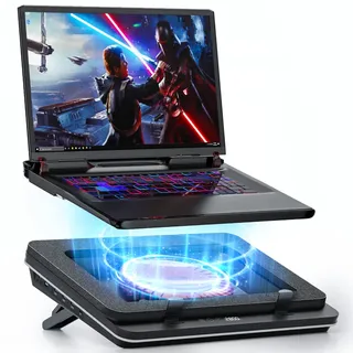 IETS GT600 Laptop-Kühlpad mit 14CM Turbo-Lüfter, versiegeltem Schaumstoff für schnelle Kühlung von Gaming-Laptops, 14,1-19,3-Zoll-Laptop-Kühler mit 3-Port-USB-Hub und Staubfilter, Touch-Start