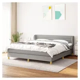 Lattenrost mit Matratze, hellgrau, 180 x 200 cm, Stoff, Plattformbett, mit Lattenhalter, einfache Montage für Schlafzimmer, Erwachsene