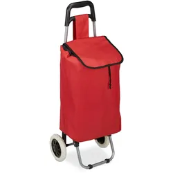Relaxdays Einkaufstrolley klappbar, Abnehmbare Tasche 28 L, Einkaufswagen mit Rollen HxBxT: 92,5 x 42 x 28 cm, rot