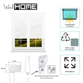 Wellhome Lichtdurchlässiger Rollo 160 x 180 cm weiß