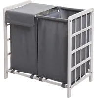 Mendler Wäschesammler HWC-B60, Laundry Wäschebox Wäschekorb, Massiv-Holz Fächer 60x60x33cm