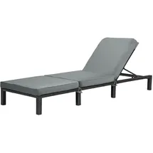 Svita Peach Gartenliege Sonnenliege Polsterauflage Klappbar Polyrattan Schwarz