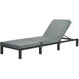 Svita Peach Gartenliege Sonnenliege Polsterauflage Klappbar Polyrattan Schwarz