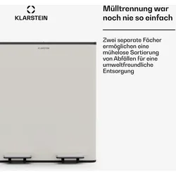 Klarstein EcoVista Mülleimer mit Kompostbehälter Abfalleimer 40 Liter + 3L Kompostbehälter Soft-Close Creme