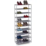Famanu Schuhregal 10 Etagen - 30 Paar Schuhe - Metall - Grau