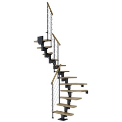 DOLLE Mittelholmtreppe »Dublin«, eichenholz, 14 Stufen, bis 337cm Raumhöhe - grau