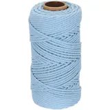DMiotech Makramee Garn 4mm x 100M, Elegantes Blau Makramee Set Baumwollgarn Kordel, Naturbaumwoll Kordelband, Einzelstrang Häkelwolle Baumwollkordel für DIY Handwerk Platzteller