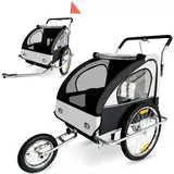 SAMAX Fahrradanhänger 2in1 Jogger - in Weiß/Schwarz - Silver Frame