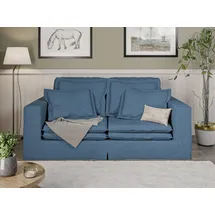 Home Affaire 3-Sitzer HOME AFFAIRE "ALISSAS BIS mit vielen Kissen, Biesen an den Kissen", blau, B:196cm H:95cm T:108cm, 92% Polyester, 8% Nylon, Sofas, Hussen-Optik, kleine Taschen an der Seite zum Verstauen