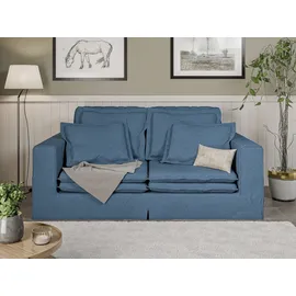 Home Affaire 3-Sitzer HOME AFFAIRE "ALISSAS BIS mit vielen Kissen, Biesen an den Kissen", blau, B:196cm H:95cm T:108cm, 92% Polyester, 8% Nylon, Sofas, Hussen-Optik, kleine Taschen an der Seite zum Verstauen