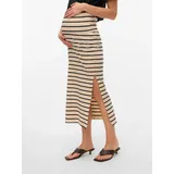 MAMA LICIOUS Umstandsrock "MLEVA YD JRS MAXI SKIRT NOOS", Damen, Gr. S (36), beige (french oak stripes:yd schwarz), Jersey, Obermaterial: 95% Baumwolle, 5% Elasthan, gestreift, knöchelfrei, Röcke