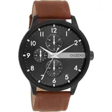 Oozoo Herrenuhr C11307 Schwarz Lederband Braun 45 mm - Braun