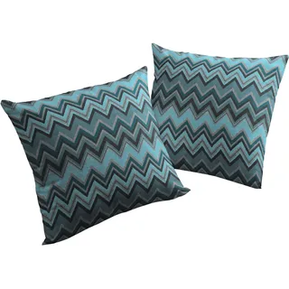 Dekokissen WIRTH "Benewitz" Gr. 3, blau (petrol, gemustert), B:40cm L:60cm, Baumwolle, Polyester, Dekokissen_Sitzkissen_Kissenhüllen, Kissenhülle ohne Füllung, 2 Stück