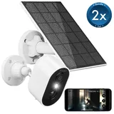 2er Akku-Outdoor-IP-Überwachungskamera mit 2K, 3 MP, WLAN +2x3W Solar