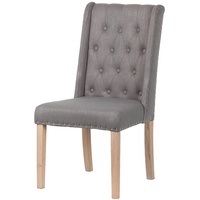 Adda Home Stuhl, Eiche Metall Leinen, Natürlich gewaschen/Grau/Silber, Mediano