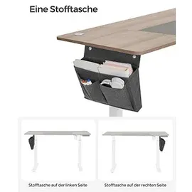 Songmics elektrisch höhenverstellbarer Schreibtisch greige rechteckig, C-Fuß-Gestell weiß 140,0 x 60,0 cm