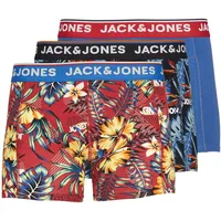 JACK & JONES Herren Boxershort JACAZORES Trunks 3er Pack S M L XL XXL, Größe:M, Farbe:Black Pompain red - Blue lolite 12228458