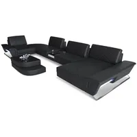 Sofa Dreams Wohnlandschaft, Schwarz, Leder, Freiform, 456x89x243 cm, Wohnzimmer, Sofas & Couches, Wohnlandschaften, Wohnlandschaften in U-Form