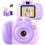 AONISE Kinderkamera,Fotoapparat, Selfie Digitalkamera Kinder, Videorecorder, mit Blitzlampe, Spielzeug ab Junge Und Mädchen, Geschenk Für Kinder Im Alter Von 3 Bis 12 Jahre (Lila)