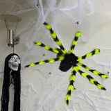 Riesenspinne Für Halloween-Dekorationen, 75 cm Realistische Haarige Kunstspinne, Weiche Haarige Gruselige Spinne Mit Roten Augen Und Biegsamen Beinen, Outdoor-Dekorationen, Halloween-Dekoration