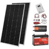 Uimoso 400W 12V Solarpanel Set mit Solarmodulen, Regler und Wechselrichter