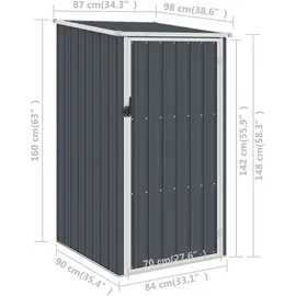 vidaXL Gerätehaus 0,87 x 0,98 x 1,59 m anthrazit