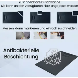 bad land Duschwanne Rechteck Steinoptik, Ablaufgarnitur im SET, Anti-Rutsch, Verbundwerkstoff Schwarz Ø Badland VIDAR 100x80x3,2 SMC