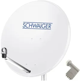 Schwaiger Sat-Spiegel 80cm hellgrau + Quad LNB