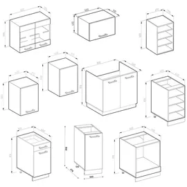 Vicco Küchenzeile R-Line 240 cm Beton/Weiß