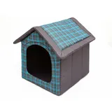Hobbydog Hundehütte Hundehöhle Tierbett mit Reißverschlussdach, faltbar und pflegeleicht, Schaumstoffwände, wasserabweisend, 6 Größen blau R2 38x44x45 cm