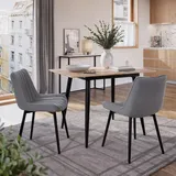 Vicco Esszimmerstuhl Ravlo Polyester grau/schwarz 2er Set