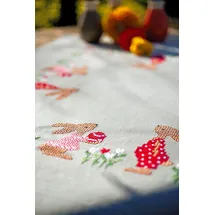 Vervaco Kreuzstich Stickpackungen Tischdecke Osterhasen im Tulpengarten Stickdecken Vorgezeichnet Basteln Erwachsene Kreativ Set Vorgedruckte Decke Sticken 80 x 80 cm Stickset