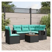 vidaXL Gartensofa-Set 6-tlg. blau/schwarz