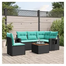 vidaXL Gartensofa-Set 6-tlg. blau/schwarz