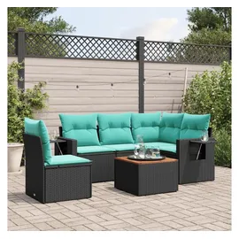 vidaXL Gartensofa-Set 6-tlg. blau/schwarz