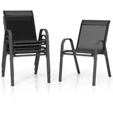 FANTASK 4er Set Gartenstuhls, stapelbar Terrassenstuhlset bis 150 kg belastbar, Balkonstühle aus Textilene und Metallgestell, 56 x 70 x 84 cm