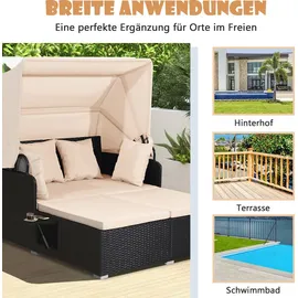 Costway Sonnenliege 200 x 150 x 80 cm Schwarz/Braun