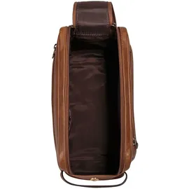 Piké Kulturbeutel PIKÉ, Damen, Gr. B/H/T: 26cm x 13cm x 12cm onesize, braun, Leder, leicht glänzend, unifarben, Taschen Kulturbeutel, echt Leder