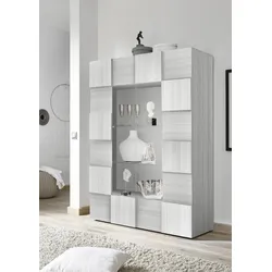 Vitrine INOSIGN "Dama Höhe 166 cm, Breite 121 cm, Stauraumvitrine mit 2 Türen", grau (eucalipto), Schränke, Standvitrine - Front in 3D-Optik, viel Stauraum, verschiedene Farben