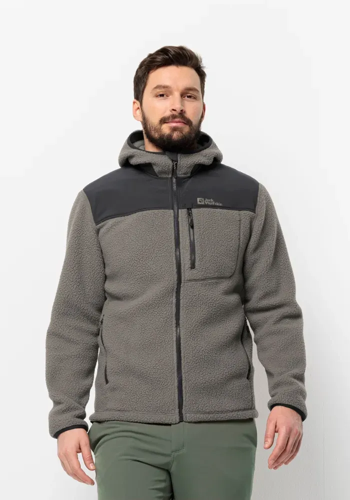 Jack Wolfskin Fleecee »KAMMWEG PILE FZ M«, mit Kapuze, Gr. S (48), smokey-grey, , 54646330-S