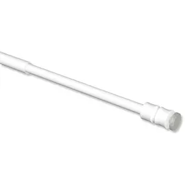 Interdeco Klemmstange ausdrehbar, Scheibenstange mit Gummistopfen 8/6 mm aus Metall und Kunststoff, ohne Bohren, Weiß, für Scheibengardinen und Kurzgardinen, Typ 2008011, 80-120 cm