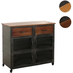 Werkstattwagen HWC-N28, Rollwagen, Rollen 2 Schubladen, 3D-Struktur Metall Holz 90x100x40cm ~ schwarz, braun