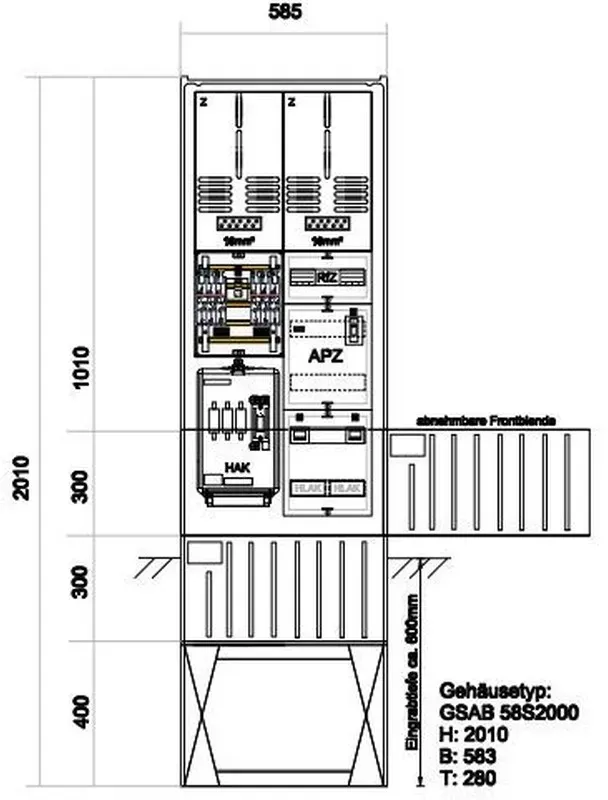 GSAB Elektrotechnik Zähleranschlußsäule Zäh#02.00.1P21APZRfZ
