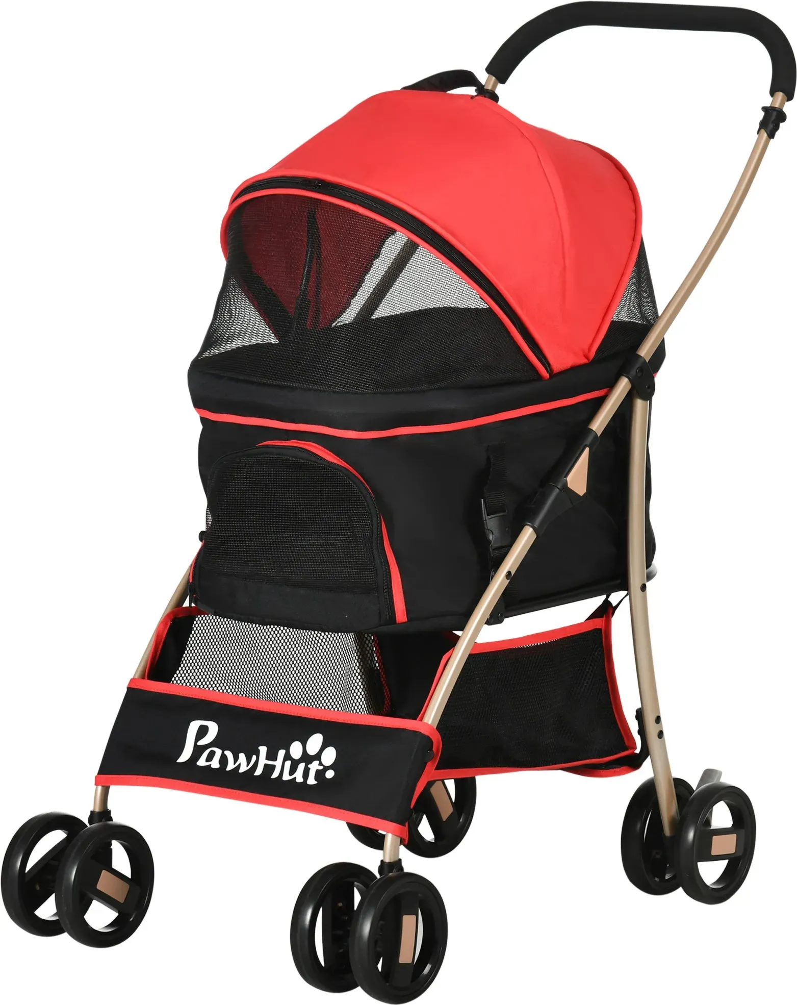 PawHut Hundewagen, 2 in 1 Hundetrolley, Tragetasche, faltbarer Hundebuggy mit Kissen, für kleine Hunde, Katzen, Netzfenster, Oxfordstoff   Aosom