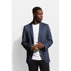 Sakko BUGATTI, Herren, Gr. 56, blau (dunkelblau), 65% Polyester, 30% Viskose, 5% Elasthan, casual, slim fit, Langarm Manschette, Sakkos, mit moderner Passform
