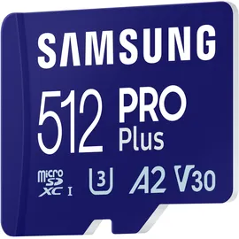 Samsung PRO Plus R180/W130 microSDXC 512GB Kit, UHS-I U3, A2, Class 10 (MB-MD512SA/EU)