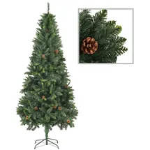 vidaXL Künstlicher Weihnachtsbaum mit Kiefernzapfen Grün 210 cm